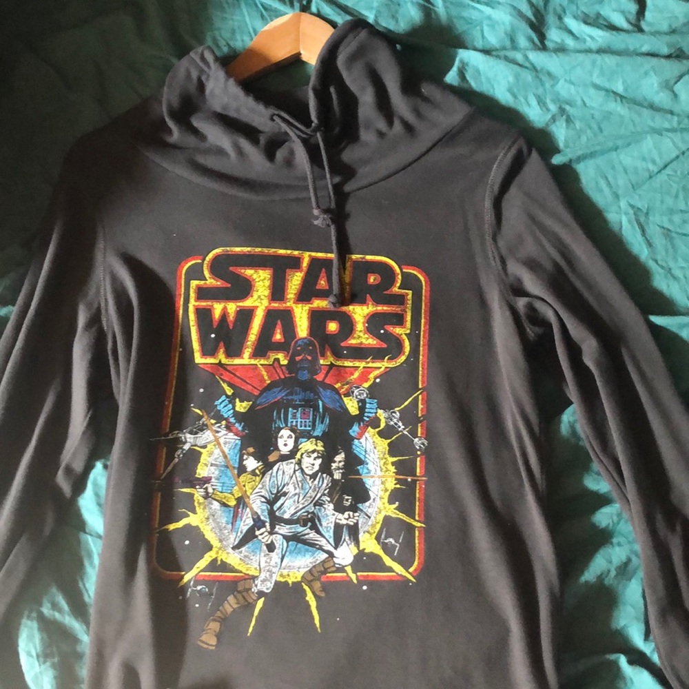 Star Wars Gray Drawstring Long Sleeve Top